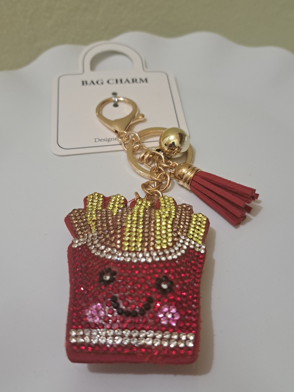Sparkling French Fry Bag Charm Keychain